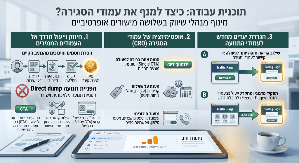 תוכנית עבודה- כיצד למנף את עמודי הסגירה